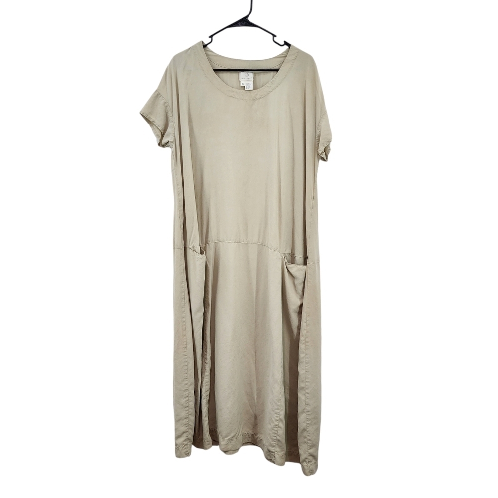 J. Morgan Puett Women's 100% Silk Short Sleeves Midi Lagenlook Dress - OS